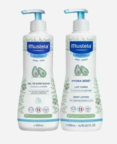 Mustela duplo hydrabebe 500ml + gel 500ml