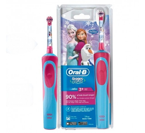 Cepillo Dental Eléctrico Infantil FROZEN ORAL-B STAGES +3 Años suave.