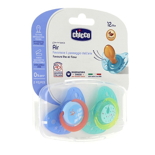 CHUPETE CAUCHO - CHICCO PHYSIO AIR ANATOMICO (AZUL 12M+  2 U)