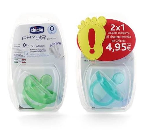 CHUPETE SILIC CHICCO 0+ AZUL 2X1