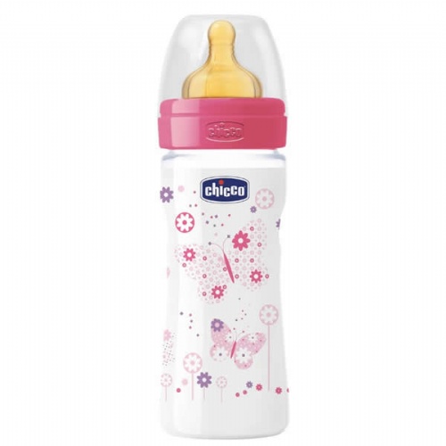 BIBERON PP T CAUCHO - CHICCO FLUJO MEDIO (2M+ 250 ML AZUL)