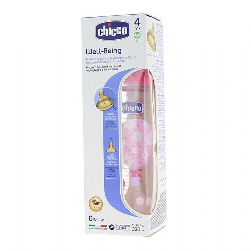 BIBERON PP T CAUCHO - CHICCO FLUJO RAPIDO (4M+ 330 ML ROSA)