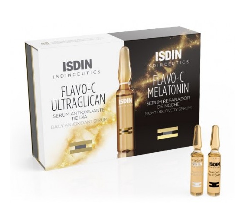 Isdinceutics flavo-c ultraglican + - isdinceutics flavo-c melatonin (pack 10 u x 2 ml + 10 u x 2 ml)