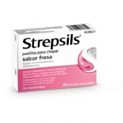 STREPSILS PASTILLAS PARA CHUPAR SABOR FRESA, 24 pastillas