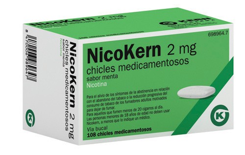 NICOKERN 2 MG CHICLES MEDICAMENTOSOS SABOR MENTA , 108 chicles (PVC/PE/PVDC/AL)