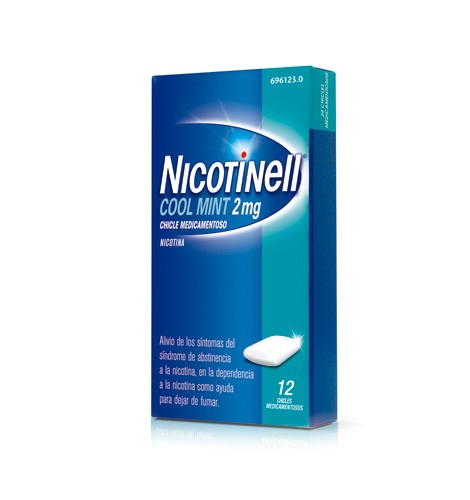 NICOTINELL COOL MINT 2 mg CHICLE MEDICAMENTOSO, 12 chicles