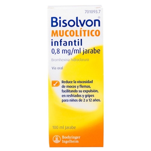 BISOLVON MUCOLITICO INFANTIL 0,8 MG/ML JARABE ,  frasco de 100 ml