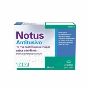 NOTUS ANTITUSIVO 10 MG PASTILLAS PARA CHUPAR SABOR MIEL - LIMON , 24 pastillas