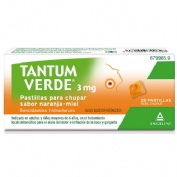 TANTUM VERDE 3 mg PASTILLAS PARA CHUPAR SABOR NARANJA-MIEL , 20 pastillas